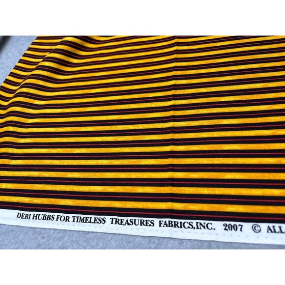 Debi Hubbs Timeless Treasures Striped Fabric 2007 19" x 44" Yellow & Navy Cotton - Picture 2 of 7
